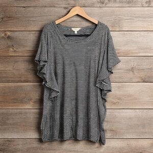 Women's Terra and Sky Plus Size Flutter Sleeve Knit Top Multi 4x